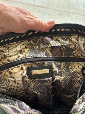 Large Leather Bag with snakeskin pattern inside. Excellent condition!!